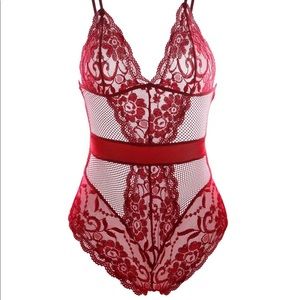 NWT Women One Piece Lace Cups Bodysuit w/ Mesh